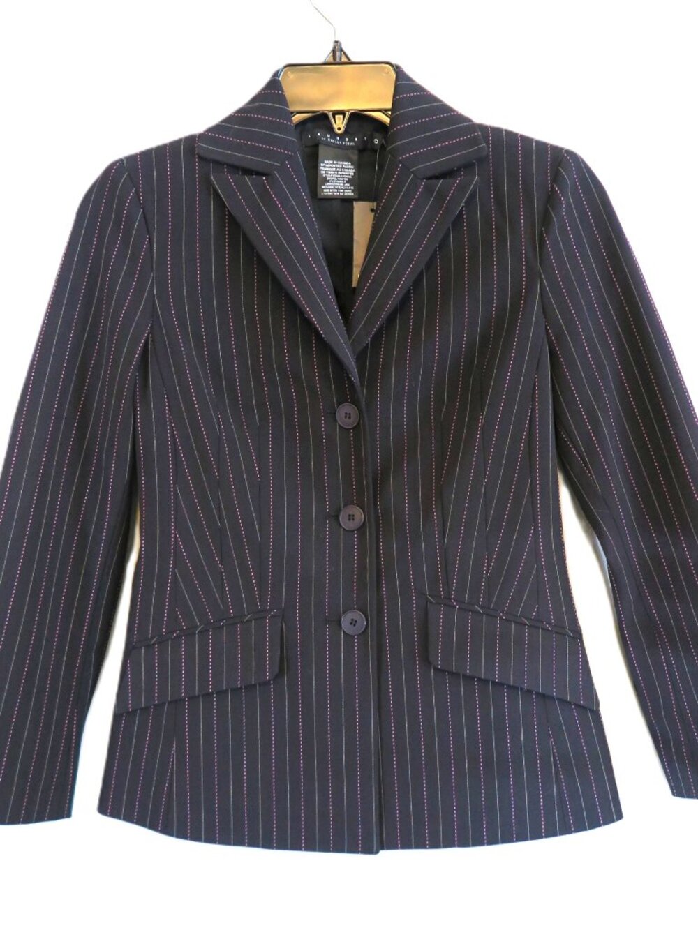 NWT Laundry by Shelli Segal Onyx Pinstripe Rayon Blend Blazer Size 0 MSRP $295